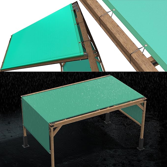ColourTree 9' x 9' Turquoise Custom Size Waterproof Shade Cloth with Grommets - 90% Sunblock, Durable Mesh Fabric Tarp for Dog Kennel Cover, Fence Privacy Screen, Greenhouse, Coop & Pet Playpen