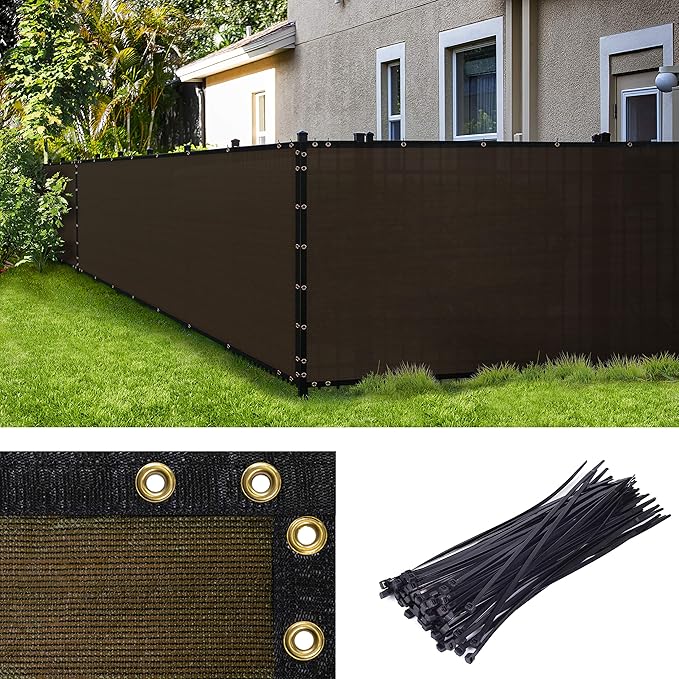ColourTree 9' x 29' Brown Custom Size Shade Cloth with Grommets - 90% Sunblock, Durable Mesh Fabric Tarp for Dog Kennel Cover, Fence Privacy Screen, Greenhouse, Chicken Coop & Pet Playpen