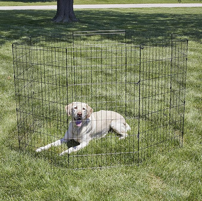 New World Dog Exercise Pen & Playpen, 24" W x 42" H, No Door, Black