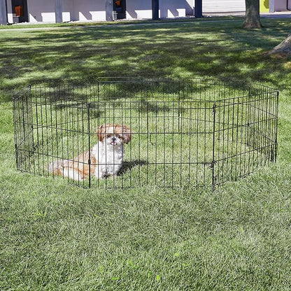 New World Dog Exercise Pen & Playpen, 24" W X 18" H, No Door, Black B550-18