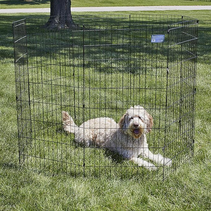 MidWest Homes for Pets Dog Exercise Pen & Playpen, 24" W x 48" H, No Door, Black